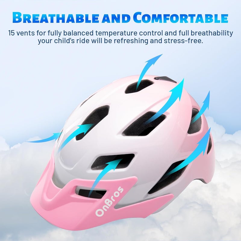 OnBros Kids Bike Helmet - Bike Helmets for 5-14 Boys or Girls with Visor, Children Bicycle Helmet for Skateboard Mountain Scooter Road Cycling, Lightweight and Adjustable 50-57CM - Image 5